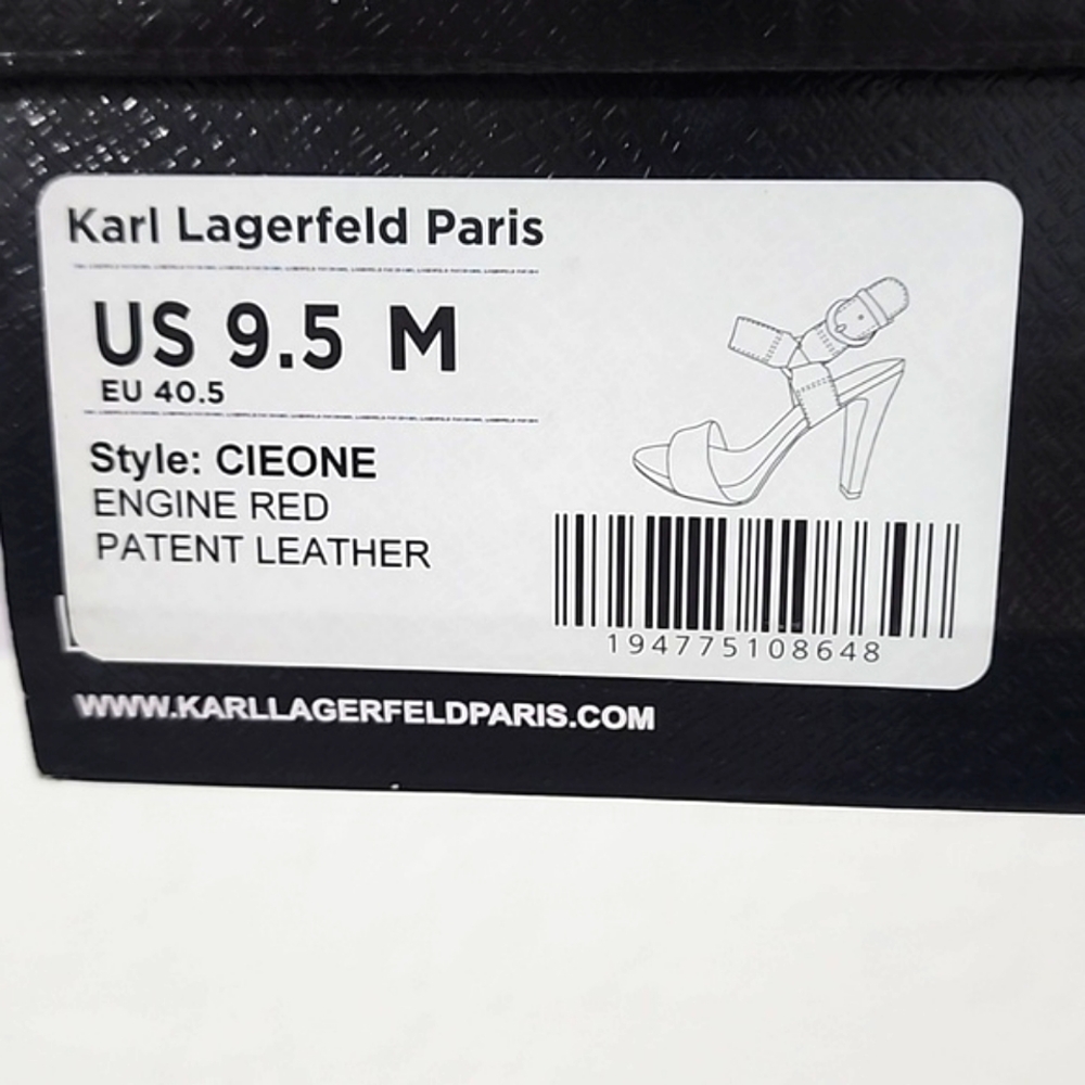 Karl Lagerfeld Paris Women's NIB Cieone Red Patent Leather Sandals. Size 9.5M - Picture 12 of 13